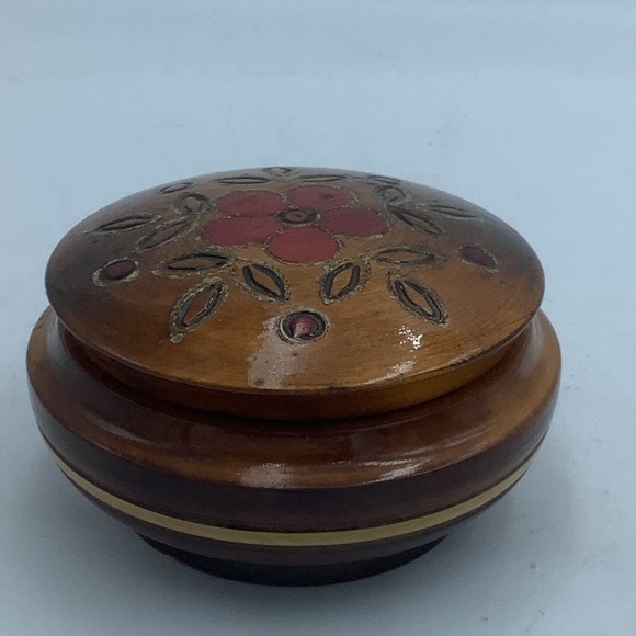 Handmade in Poland Carved Lidded Wood Box - Picture 2 of 5
